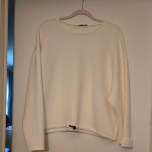 Zara Off-White Neoprene Like Sweatshirt Size XL Women